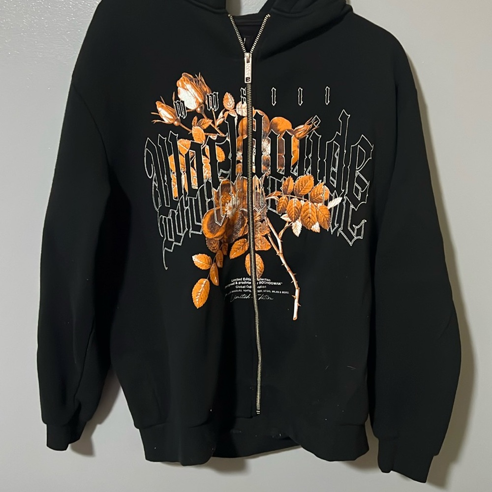 Medium black and orange BoohooMAN jacket